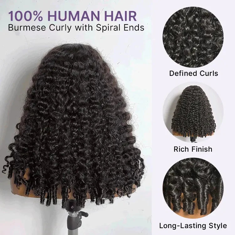The Crown Essentials Glueless Lace Frontal 3D Cap Wig Burmese Curly
